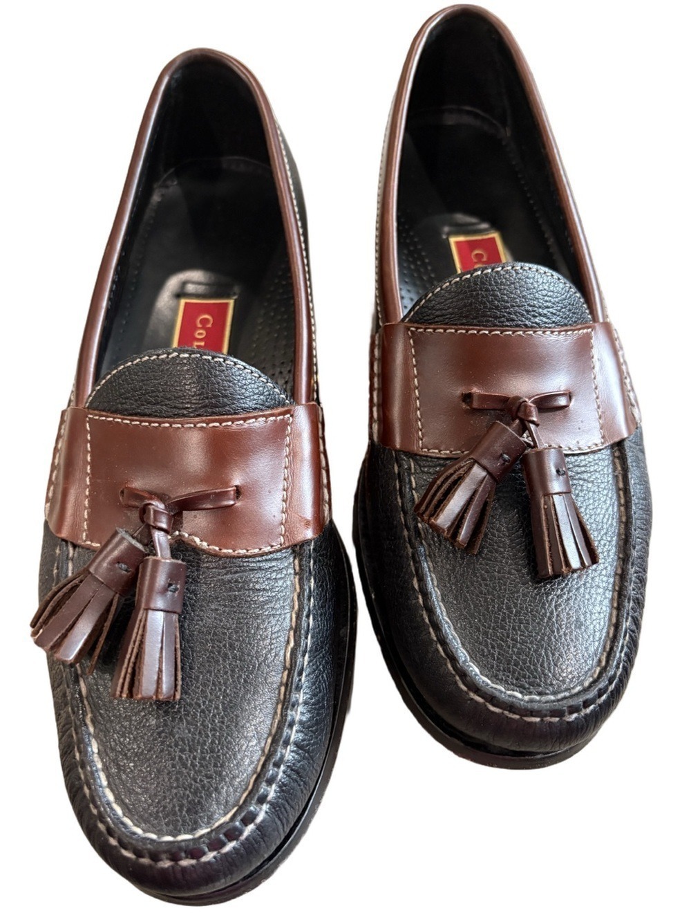 Cole Haan Brown and Black Pinch Tassel Leather Loafers Size 9 D. Classic preppy - Picture 1 of 12